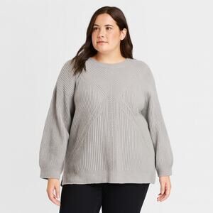 NWOT Apt. 9 Plus 2X Gray Ribbed Crewneck Pullover Sweater Silver Knit Women’s